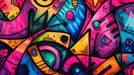 Abstract Geometric Graffiti Artwork. Generative AI