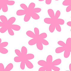 Seamless pattern with simple flowers. Abstract floral vector flat background
