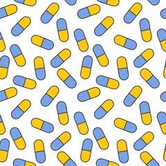 Medicine pills seamless cartoon doctors care pattern for wrapping paper