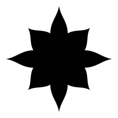 Flower icon. Black flower silhouette. Spring element. Vector illustration isolated on white background.