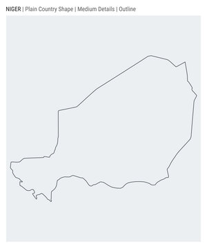 recommend clip art: Niger plain country map. Medium Details. Outline style. Shape of Niger. Vector illustration.