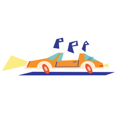 Bright cartoon car vector