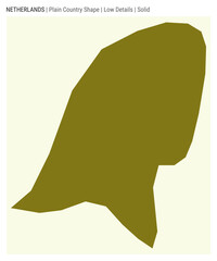 Netherlands plain country map. Low details. Solid style. Shape of Netherlands. Vector illustration.