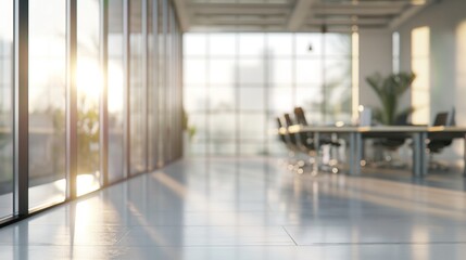 Sunlight bokeh background of a blurred modern office
