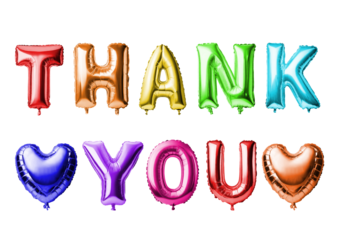 Bright rainbow balloons thank you. Pride. Be yourself. LGBTQ+.isolated with transparent background. png