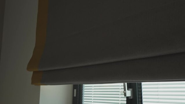 Electric Roman blind is lowered