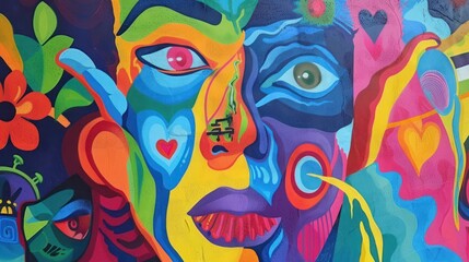 Obraz premium A vibrant LGBTQ street mural, full