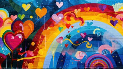 A vibrant LGBTQ street mural, full