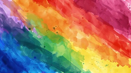 Rainbow flag watercolor background.LGBT Pride month texture concep