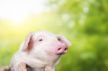 Cute small Domestic pig outdoor