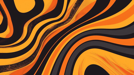 Orange and Black retro groovy background presentation design