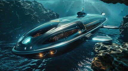 Obraz premium Submarine of a beautiful Transportation with futuristic design