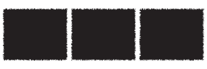 Black grunge jagged rectangle frames. Vector torn paper sheet for sticker, collage, banner. eps10