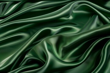 Fototapeta premium Elegant green satin fabric texture with luxurious folds