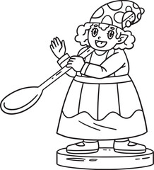 Gnome with a Giant Spoon Isolated Coloring Page 