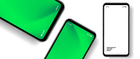 Realistic smartphone mockup. Mobile phone vector with isolated on white background. Device front view. 3D mobile phone with shadow. Realistic, high quality smart phone mockup for ui ux presentation.