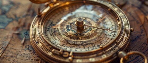 Obraz premium Antique Brass Astrolabe For Accurate Celestial Navigation