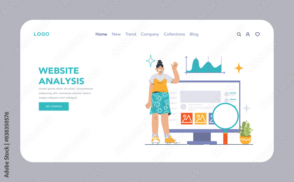 Wall mural website analysis web or landing. conversion rate and traffic analysis