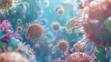 Fototapeta premium Viruses, bacteria, microorganisms, parasites, detailed image.