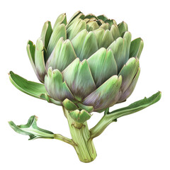 Fototapeta premium Green artichoke isolated on transparent background