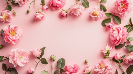 Delicate Pink Roses Frame a Pastel Dream
