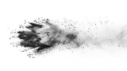Gray Powder, hand shape  fog or smoke vivid color isolated transparent. Abstract black dust exploding on white background. Airborne, allergies. A ghostly hand shape