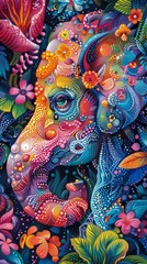 Fototapeta premium Enchanting Pointillism Art: Intricate 2D Illustration Masterpieces in Vibrant Detail