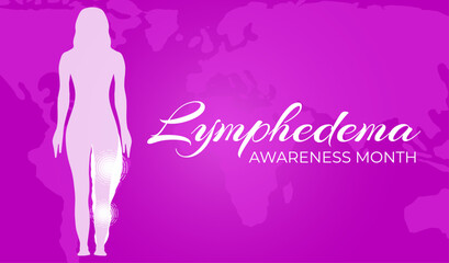 March Lymphedema Awareness Month Pink Background Illustration Banner