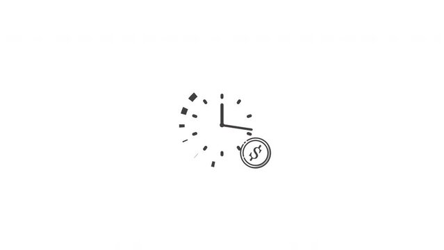 Animated Illustration of Money face with a clock, symbolizing time management. Suitable for time management concepts, business schedules, and productivitythemed designs.  Alpha channel only on 4k