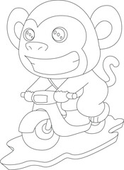 Monkey Scooter Animal Vector Graphic Art Illustration