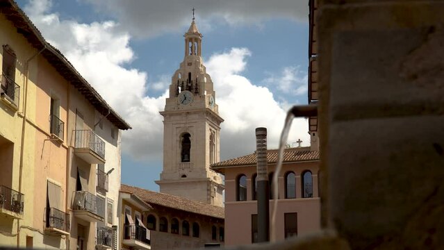 Panoramic view to an ancient church, in Xativa, Valencia (Spain)