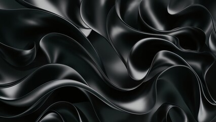 Obraz premium abstract background featuring a composition of 3D black organic and wavy shapes 