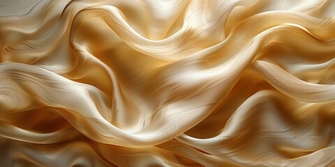 Fototapeta premium Golden flowing fabric abstract design. Luxurious gold silk waves texture.