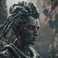 Fototapeta premium The sci-fi cyborg god Shiva.