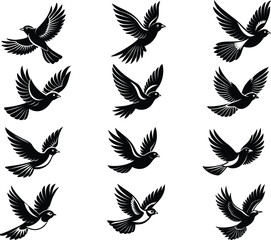 flying bird vector icons
