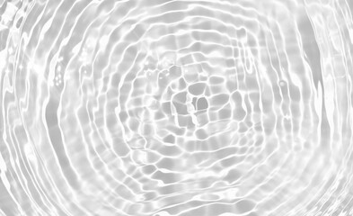 White water ripple surface. Closeup of transparent clear water shadow on white background. Natural summer shining pattern texture background.Sparkling water background  for summer product presentation