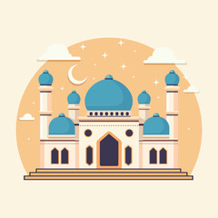 islamic mosque moslem building flat style vector illustration