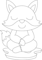 Fox Yoga Fitness Meditation Animal Vector Graphic Art Illustration