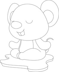 Mouse Yoga Fitness Meditation Animal Vector Graphic Art Illustration