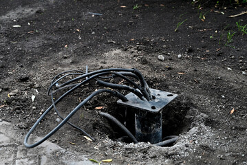 New electric cable in the ground