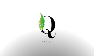 Letter Q eco leaf logo icon design template elements. Vector color sign
