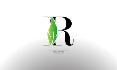 Letter R eco leaf logo icon design template elements. Vector color sign
