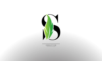 Letter S eco leaf logo icon design template elements. Vector color sign
