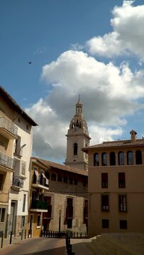 Slow motion, Xativa old town, beautiful medieval city in Spain