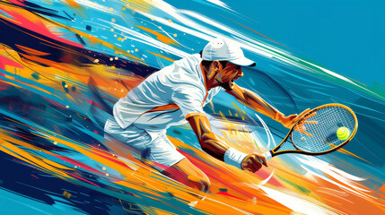 Tennis Player Serving with Precision and Power