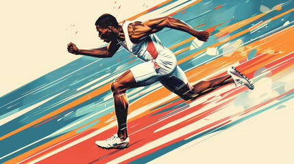 Track and Field Athlete Sprinting with Determination