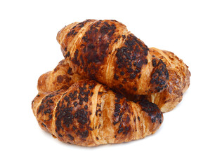 Fresh and tasty croissant over white background