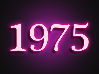 Pink glowing Neon light text effect of number 1975.
