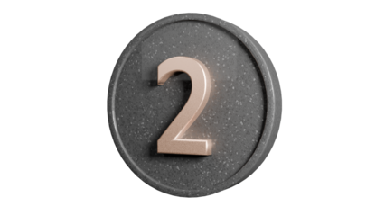 One 2 number 3d model png transparent image