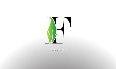 Letter F eco leaf logo icon design template elements. Vector color sign
